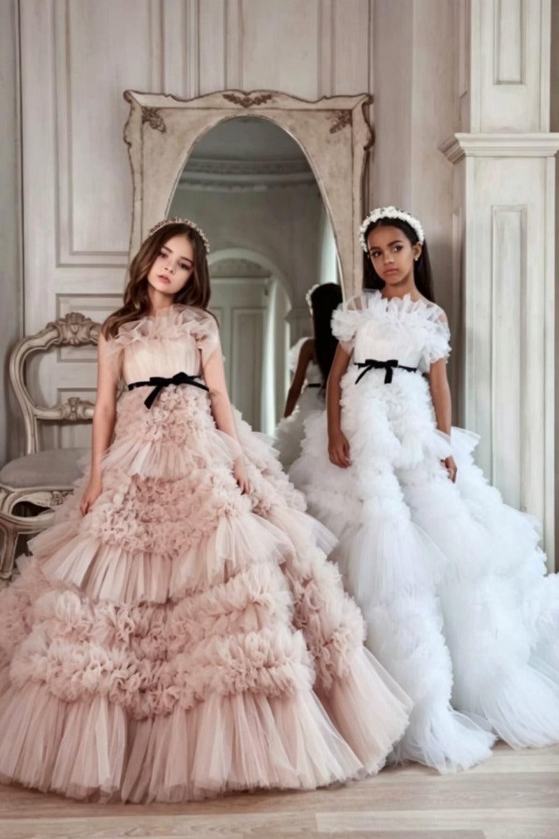 Ball Gown Layered Ruffle Tulle Floor Length Flower Girl Dresses 684633823219 - 10 Days / As Picture / 2 - COCOMELODY